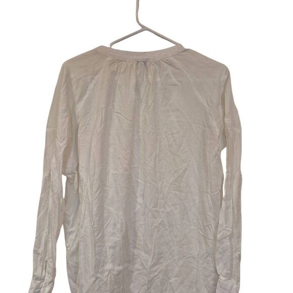 Splendid Women's White Cotton/Rayon Round Neck Long Sleeve Button Down Shirt - Picture 5 of 10